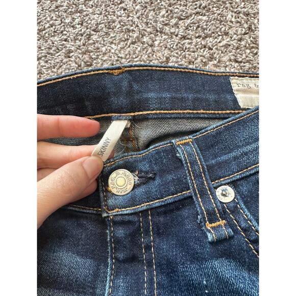 Rag & Bone Midi Knee Ripped Skinny Jeans Size 27 - Picture 3 of 6